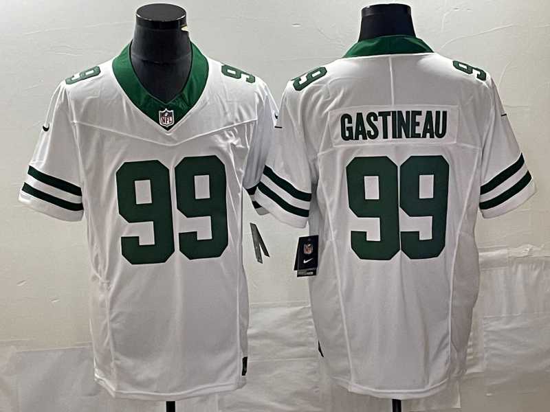 Men%27s New York Jets #99 Mark Gastineau White 2023 F.U.S.E. Vapor Limited Throwback Stitched Football Jersey->new york jets->NFL Jersey